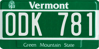 VT license plate ODK781