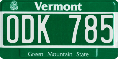 VT license plate ODK785