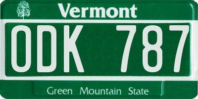 VT license plate ODK787