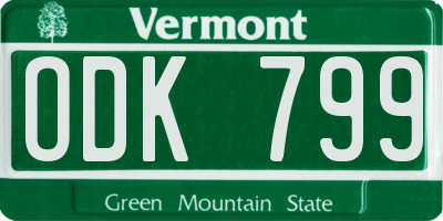 VT license plate ODK799