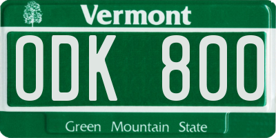 VT license plate ODK800