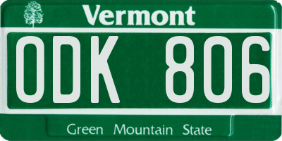 VT license plate ODK806