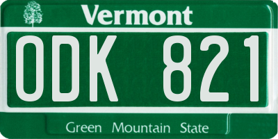 VT license plate ODK821