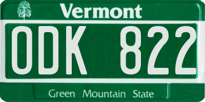 VT license plate ODK822