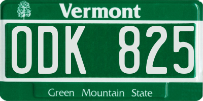 VT license plate ODK825