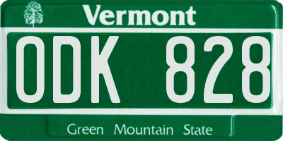 VT license plate ODK828