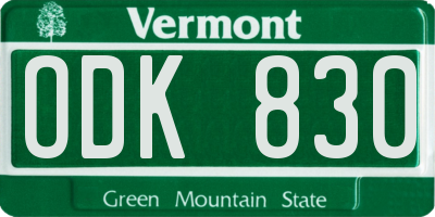 VT license plate ODK830