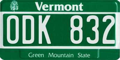 VT license plate ODK832
