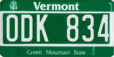 VT license plate ODK834