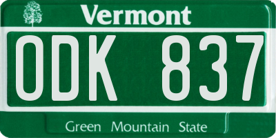 VT license plate ODK837