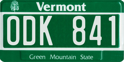 VT license plate ODK841