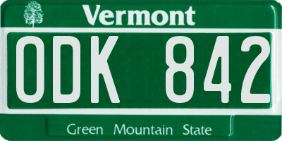 VT license plate ODK842
