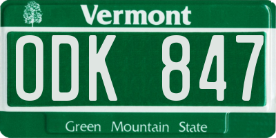 VT license plate ODK847