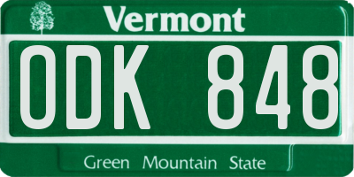 VT license plate ODK848