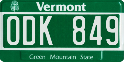 VT license plate ODK849
