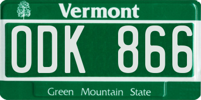 VT license plate ODK866