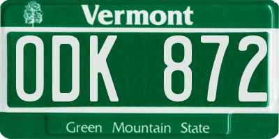 VT license plate ODK872