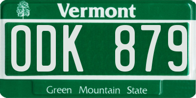 VT license plate ODK879