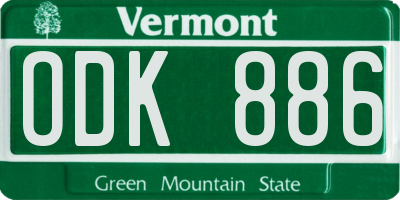 VT license plate ODK886