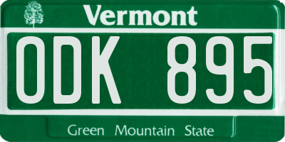 VT license plate ODK895