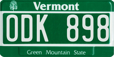 VT license plate ODK898