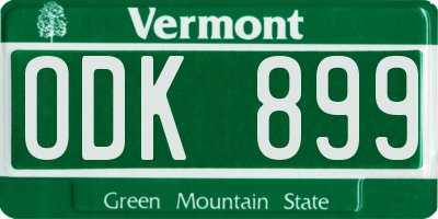 VT license plate ODK899
