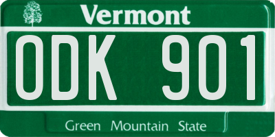 VT license plate ODK901