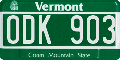 VT license plate ODK903