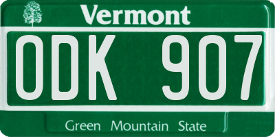VT license plate ODK907