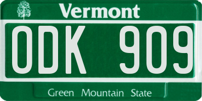 VT license plate ODK909