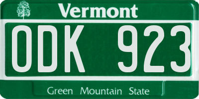 VT license plate ODK923