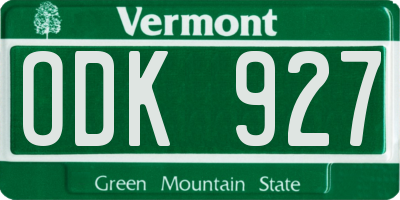 VT license plate ODK927