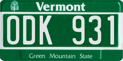 VT license plate ODK931