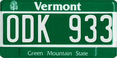 VT license plate ODK933