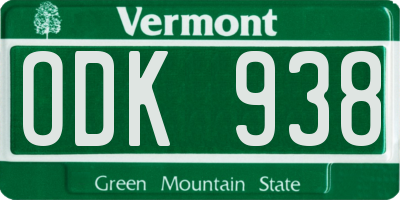 VT license plate ODK938