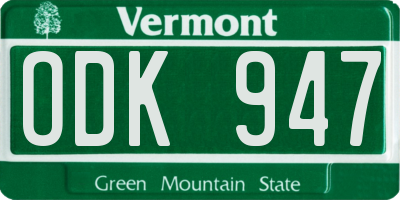 VT license plate ODK947