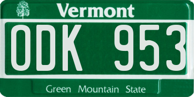 VT license plate ODK953