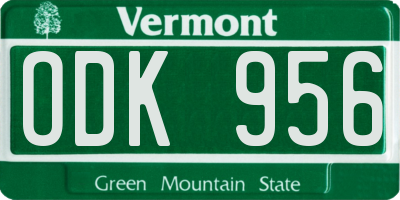 VT license plate ODK956