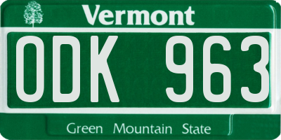 VT license plate ODK963