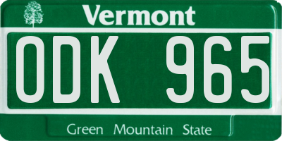 VT license plate ODK965