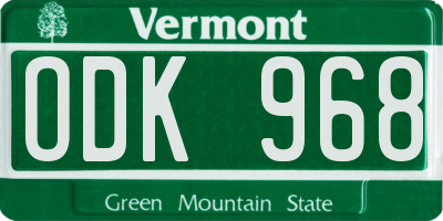 VT license plate ODK968