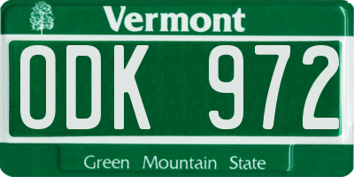 VT license plate ODK972
