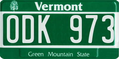 VT license plate ODK973