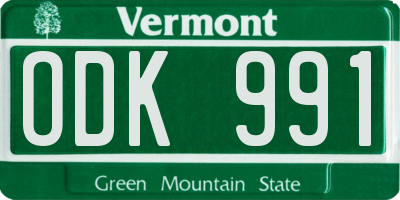 VT license plate ODK991