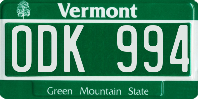 VT license plate ODK994