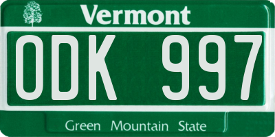 VT license plate ODK997