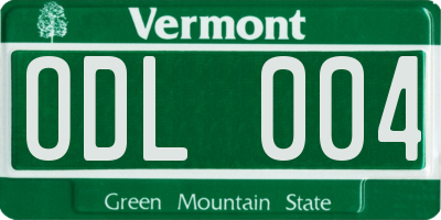 VT license plate ODL004