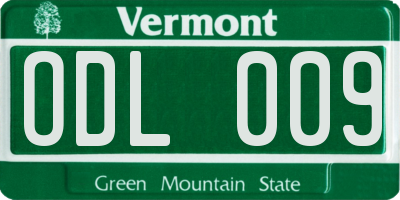 VT license plate ODL009