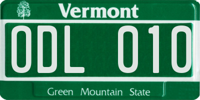VT license plate ODL010
