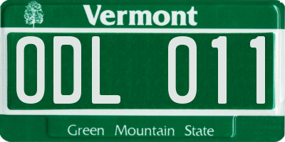 VT license plate ODL011